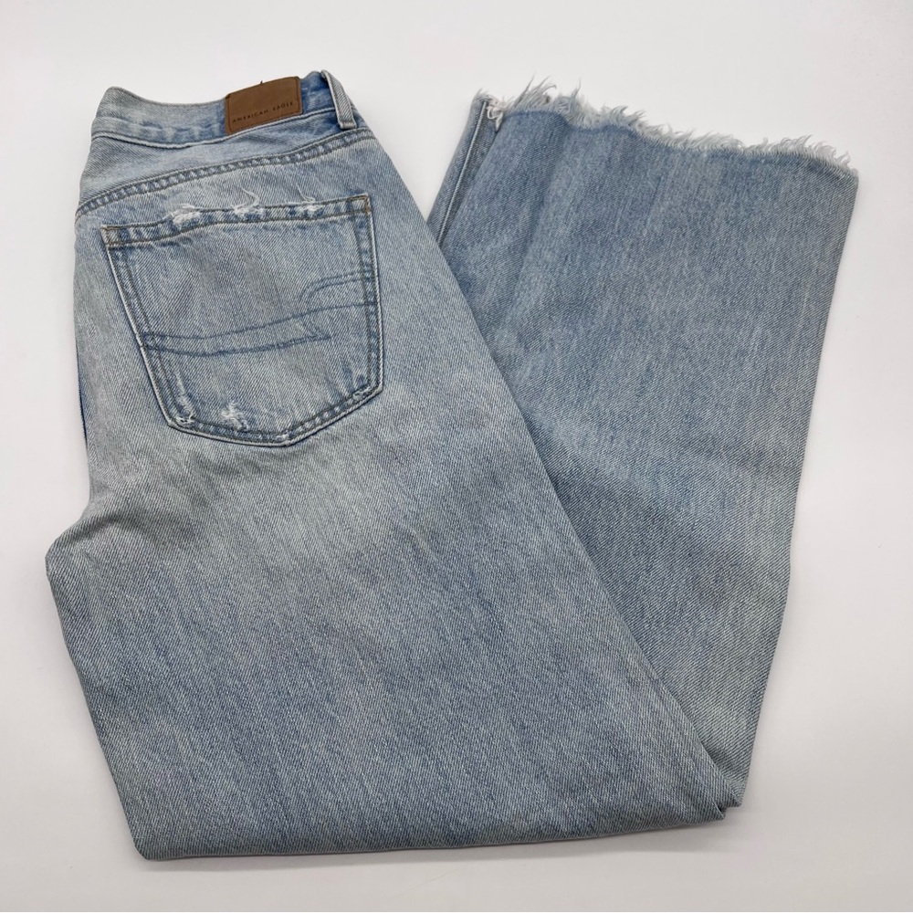 American Eagle Outfitters Lt Blue Mid-Rise Women's Wide Leg Skater Jeans-Size 0